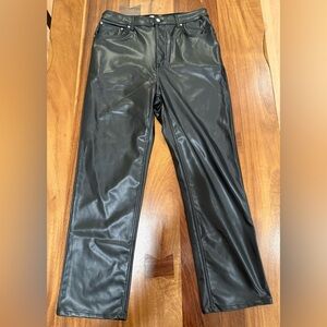 Asos Black Faux Leather Pants Slim Straight